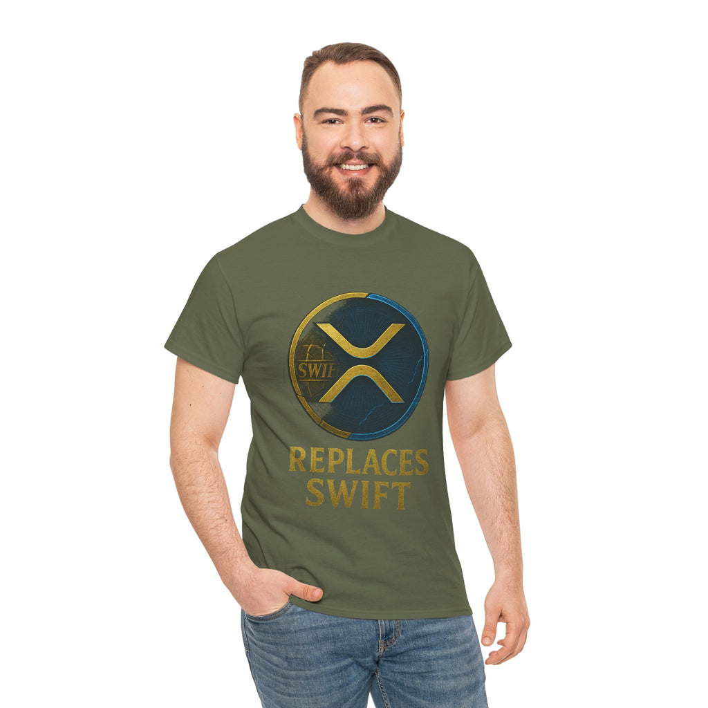 XRP 'Replaces Swift' Cotton Tee — Crypto Ripple Logo T-Shirt