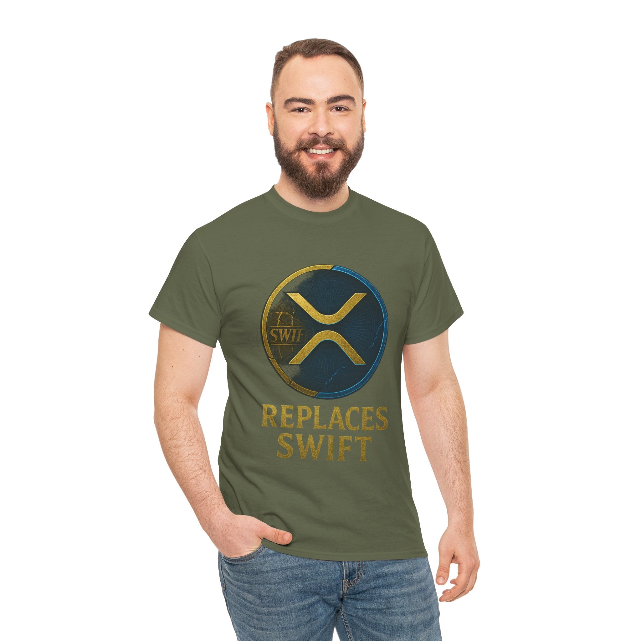 XRP 'Replaces Swift' Cotton Tee — Crypto Ripple Logo T-Shirt