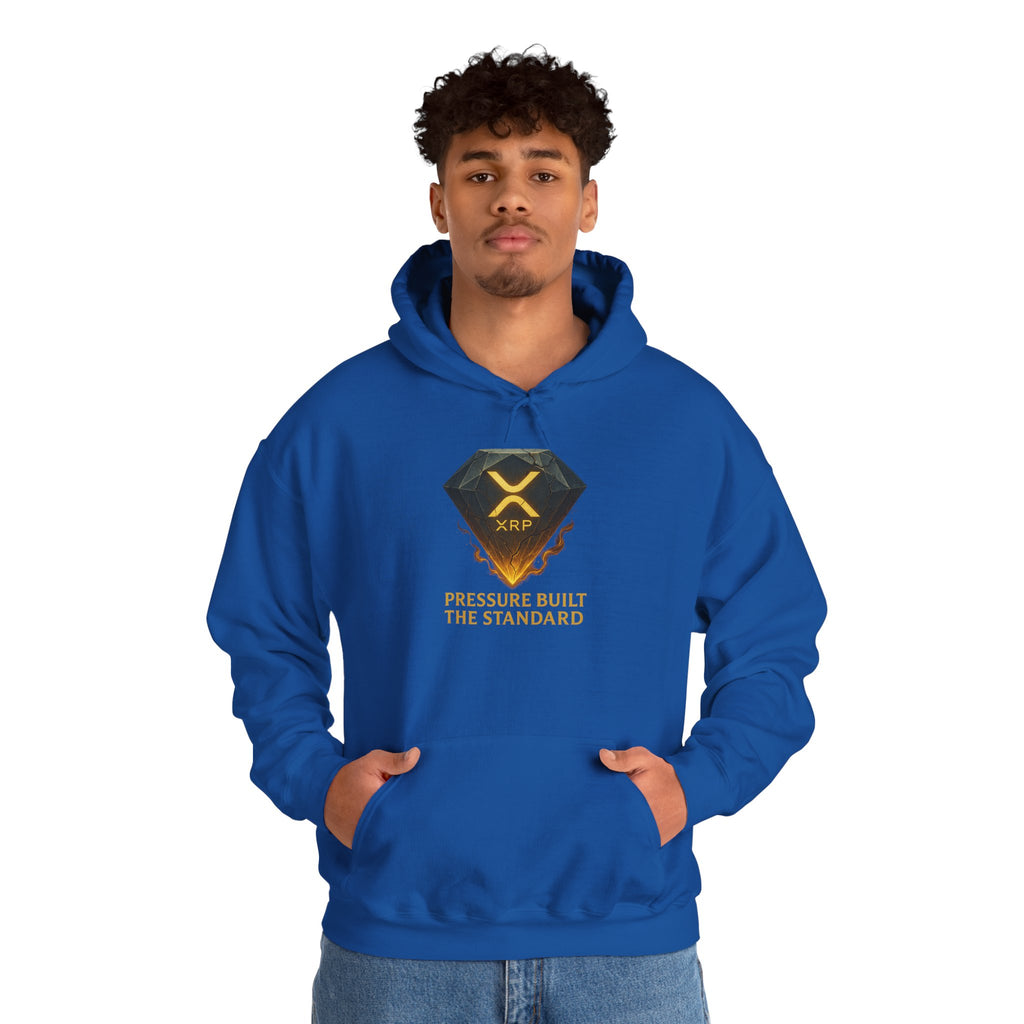 XRP Crypto Hoodie — "Pressure Built The Standard" Logo Pullover