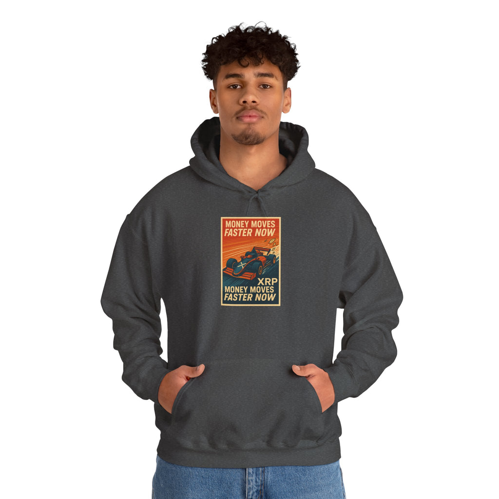 XRP 'Money Moves Faster Now' Hoodie – Crypto Retro Graphic Pullover