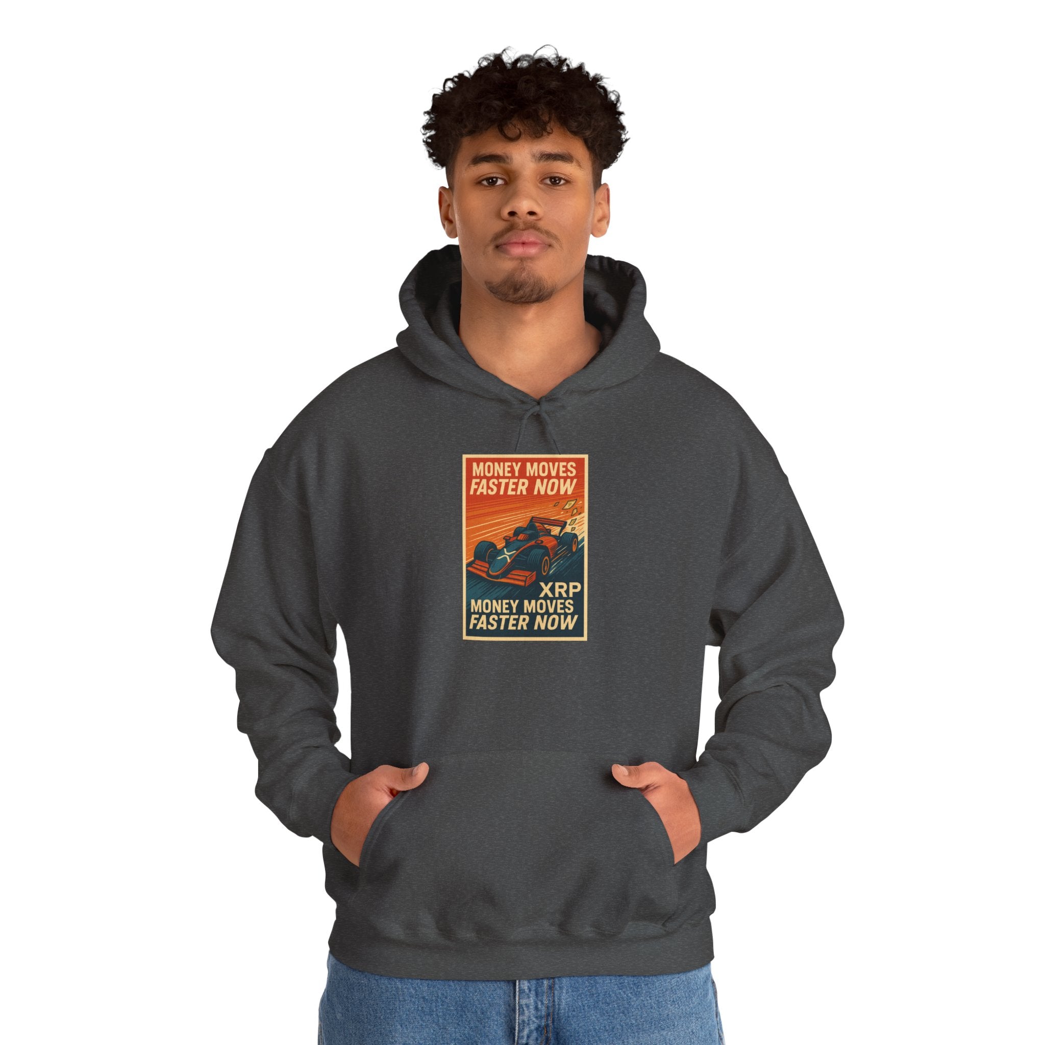 XRP 'Money Moves Faster Now' Hoodie – Crypto Retro Graphic Pullover