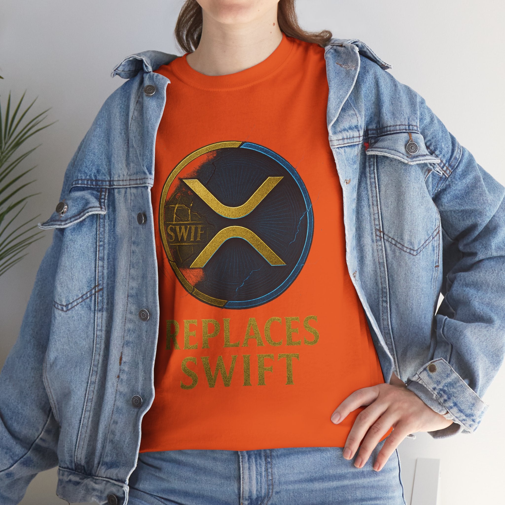 XRP 'Replaces Swift' Cotton Tee — Crypto Ripple Logo T-Shirt