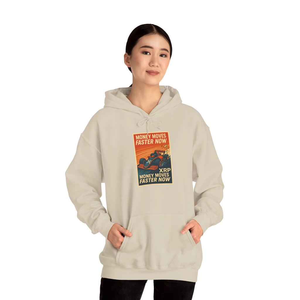 XRP 'Money Moves Faster Now' Hoodie – Crypto Retro Graphic Pullover