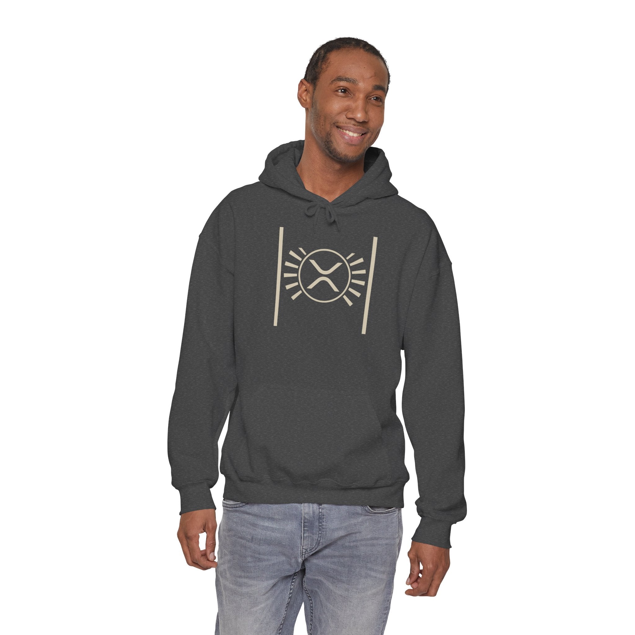 XRP Minimalist Logo Hoodie — Crypto Sun Symbol Sweatshirt
