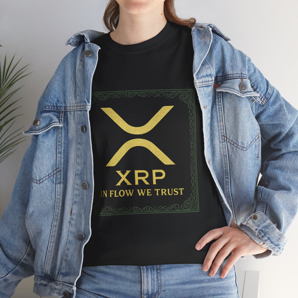 XRP Logo T-Shirt — "In Flow We Trust" Crypto Tee for Ripple Fans