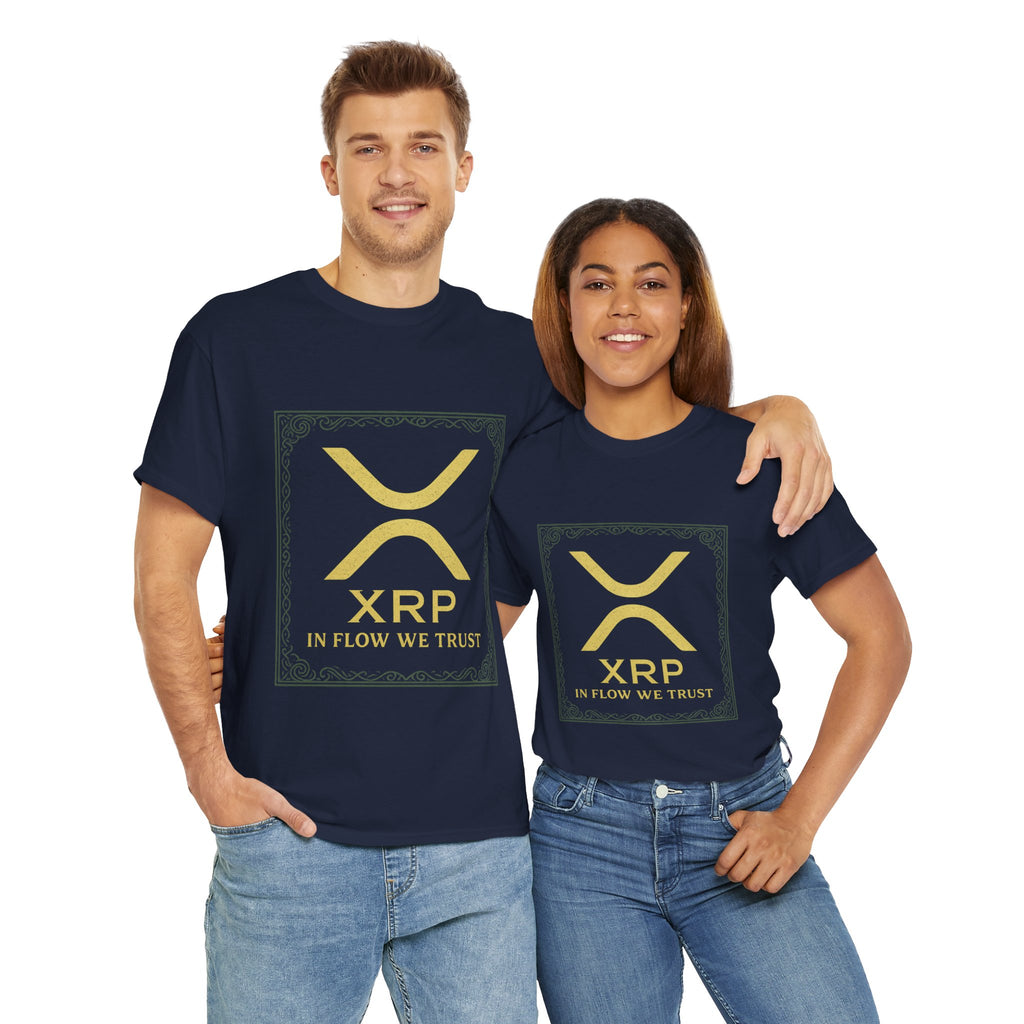 XRP Logo T-Shirt — "In Flow We Trust" Crypto Tee for Ripple Fans