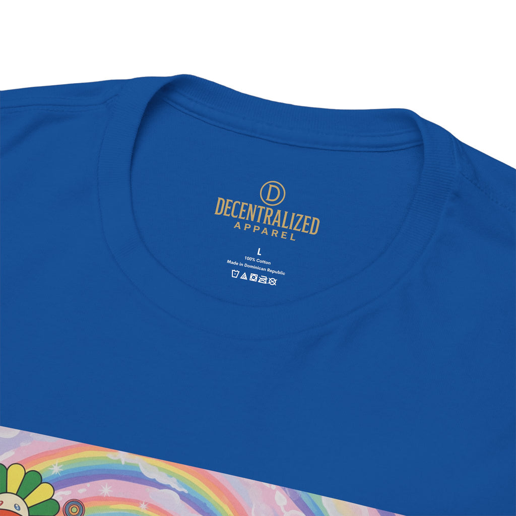 Crypto Rainbow T-Shirt — Bitcoin & Ethereum Hippie Art Tee