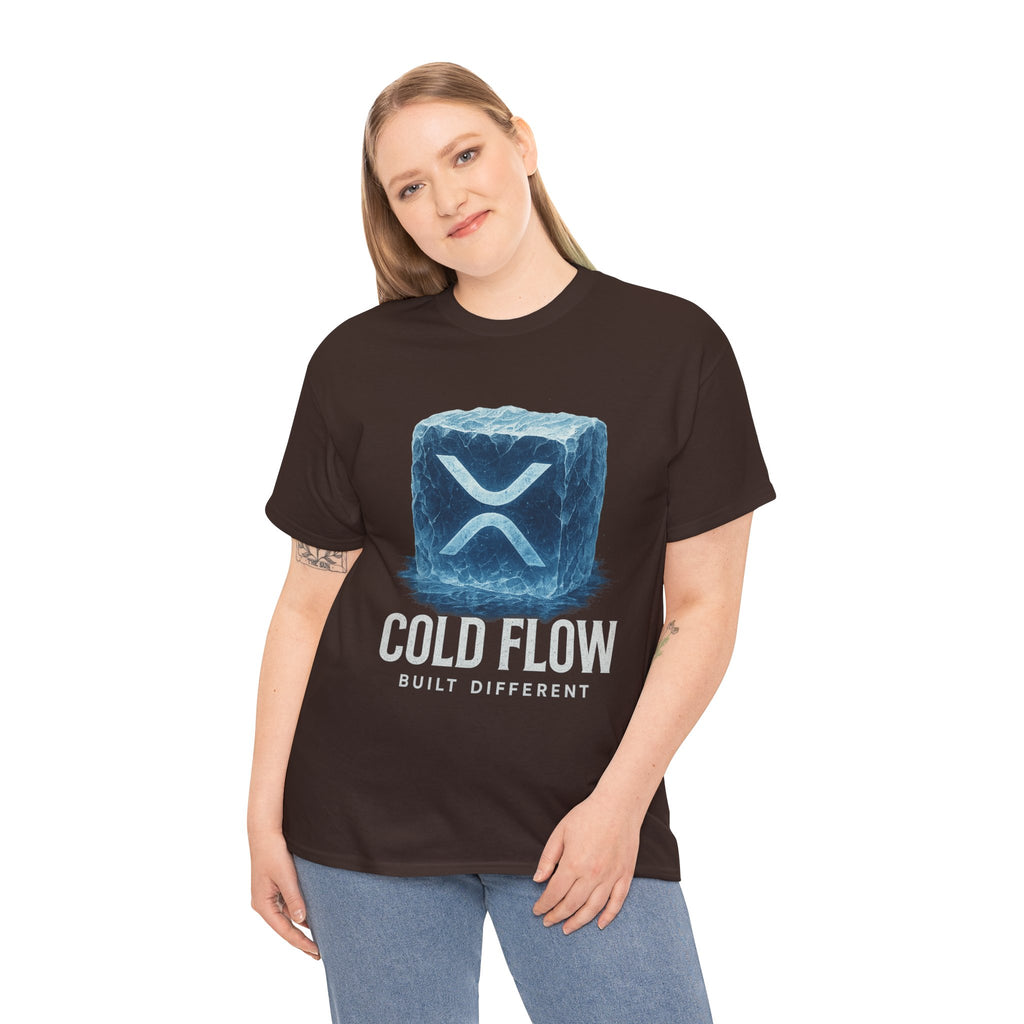 Cold Flow Ripple Logo T‑Shirt — 'Cold Flow: Built Different' Ice Cube Design