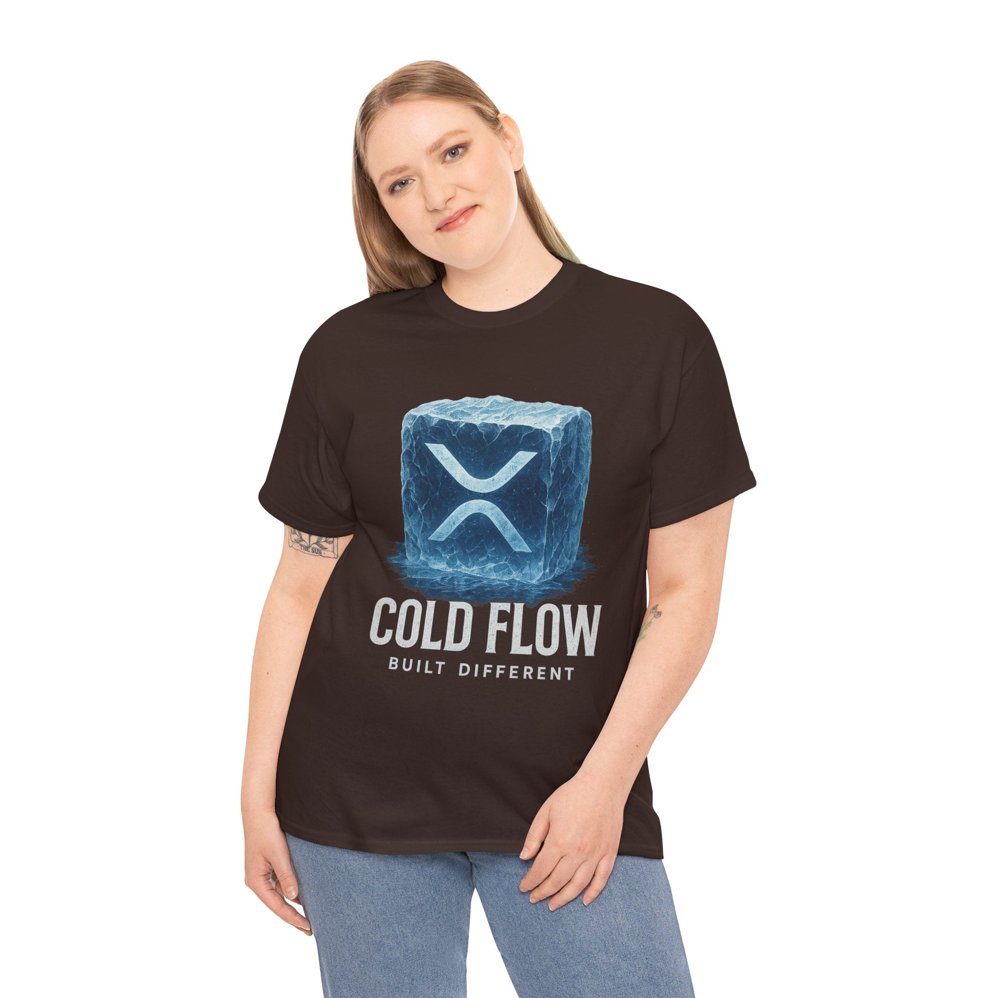 Cold Flow Ripple Logo T‑Shirt — 'Cold Flow: Built Different' Ice Cube Design