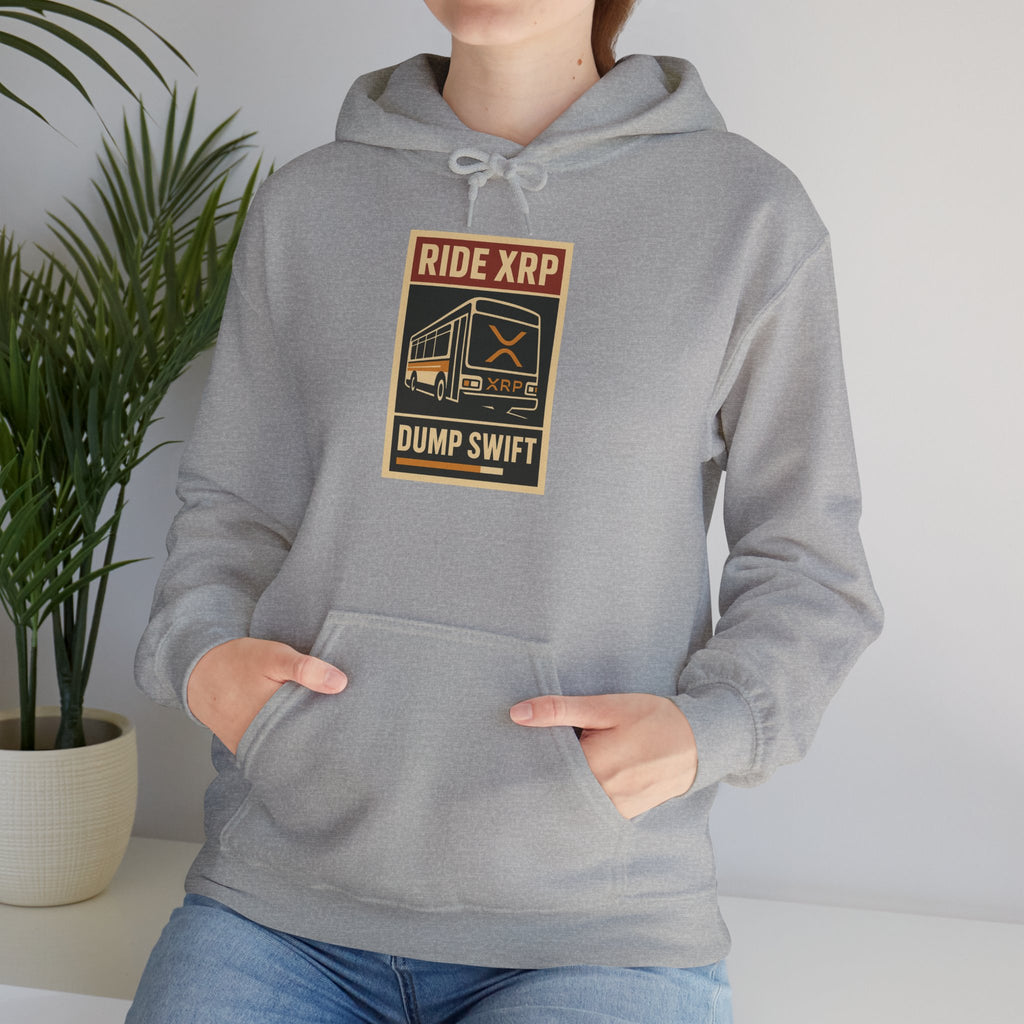 XRP Crypto Hoodie — "Ride XRP, Dump Swift" Retro Badge