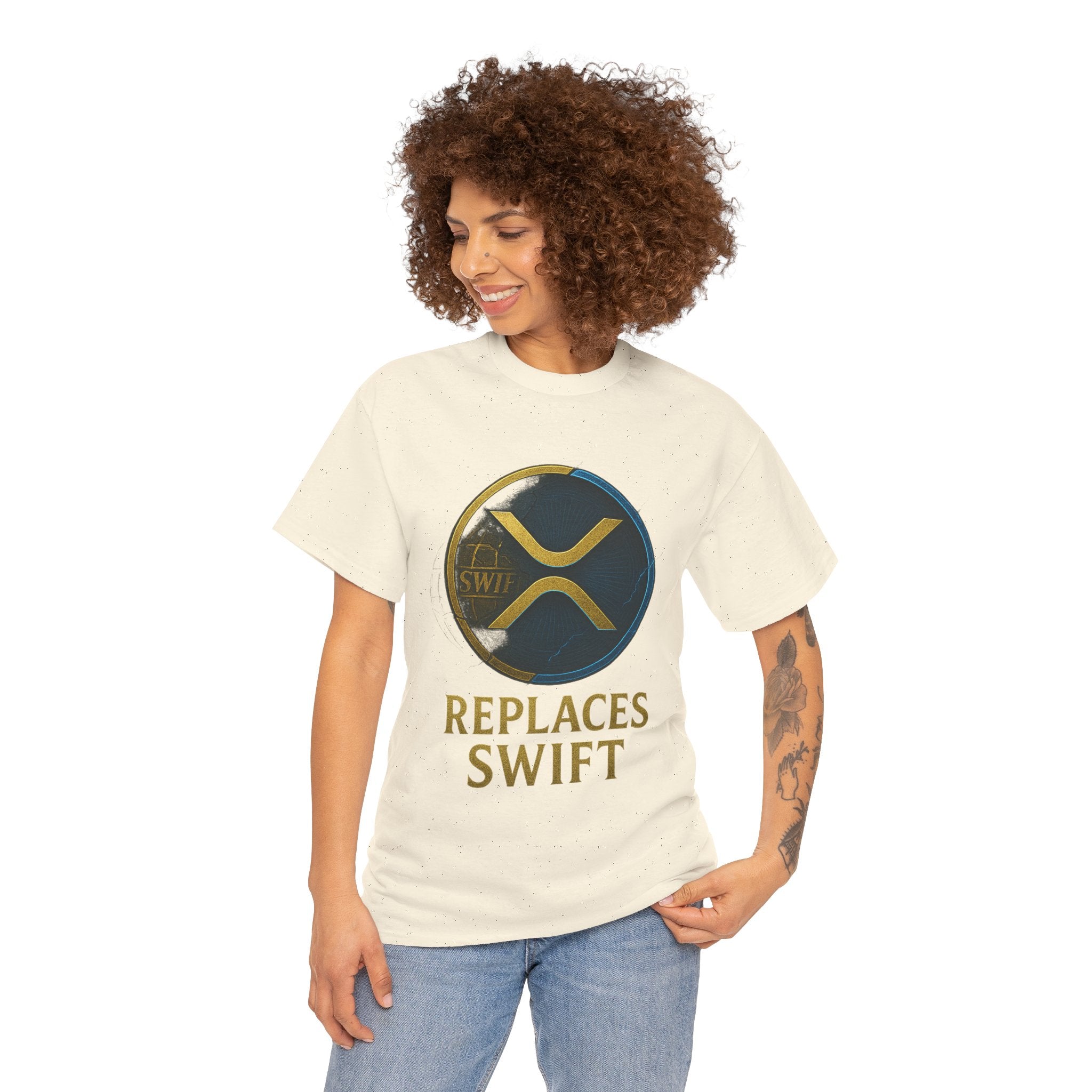 XRP 'Replaces Swift' Cotton Tee — Crypto Ripple Logo T-Shirt