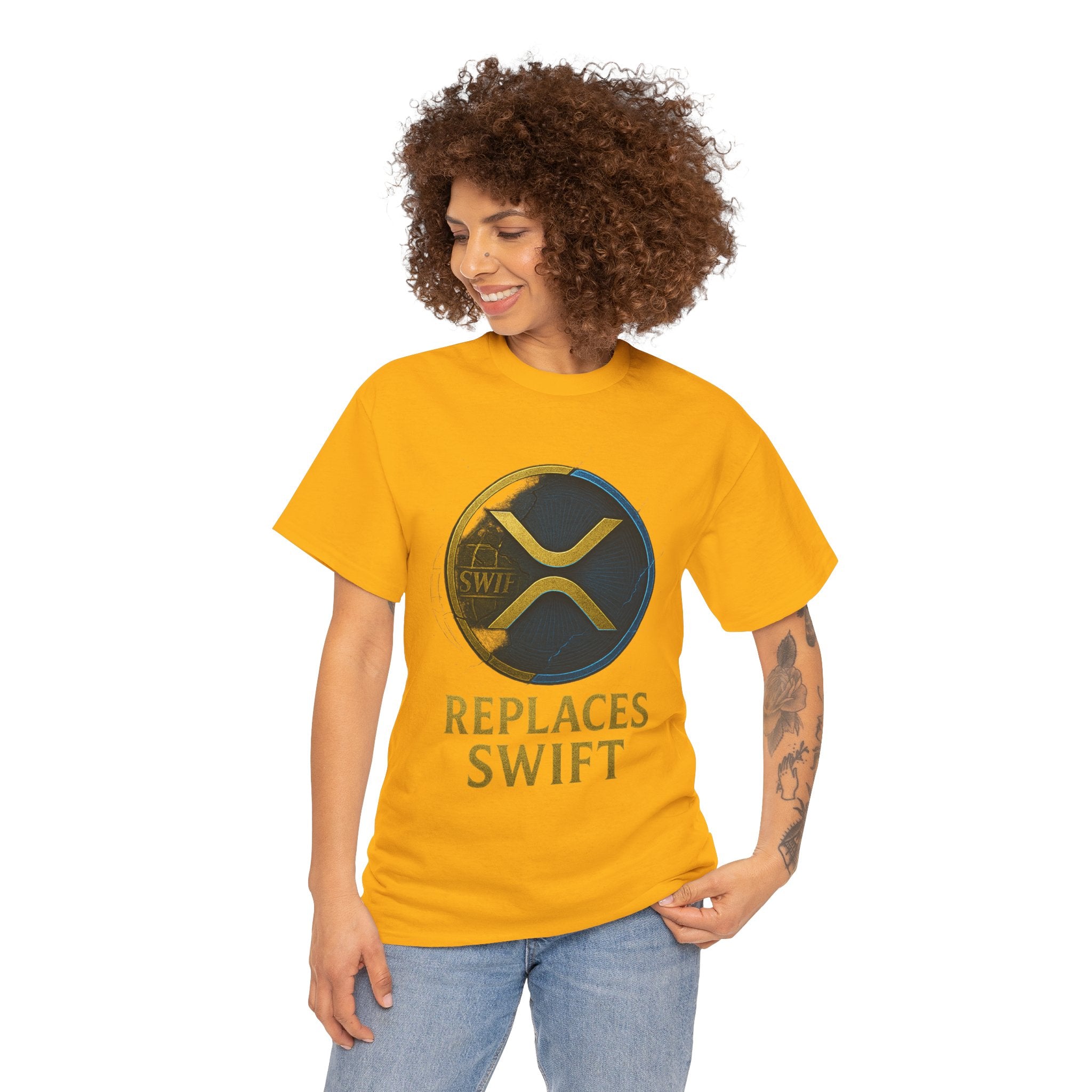 XRP 'Replaces Swift' Cotton Tee — Crypto Ripple Logo T-Shirt