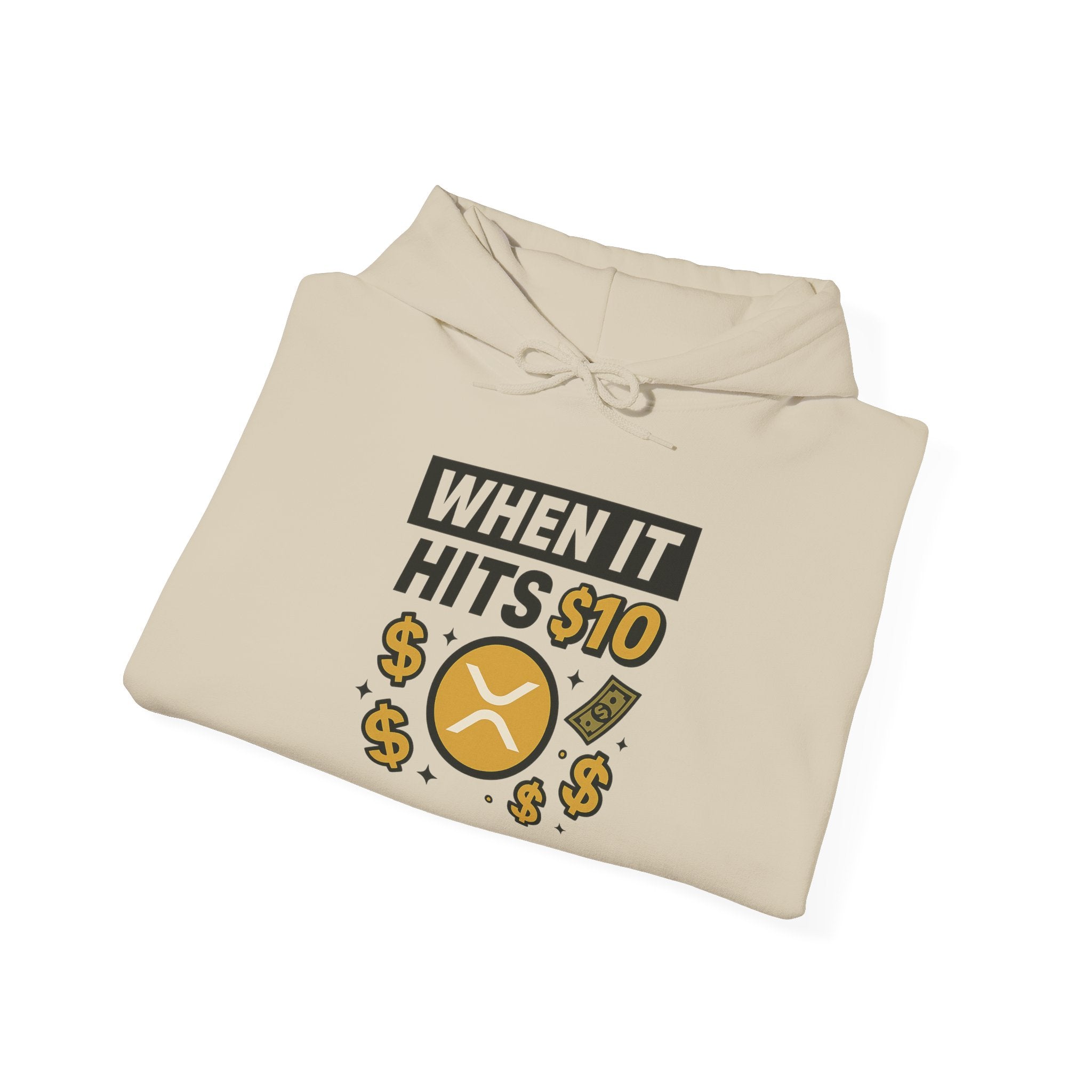 Crypto HODL Hoodie – "When It Hits 10" Funny XRP Coin Sweatshirt
