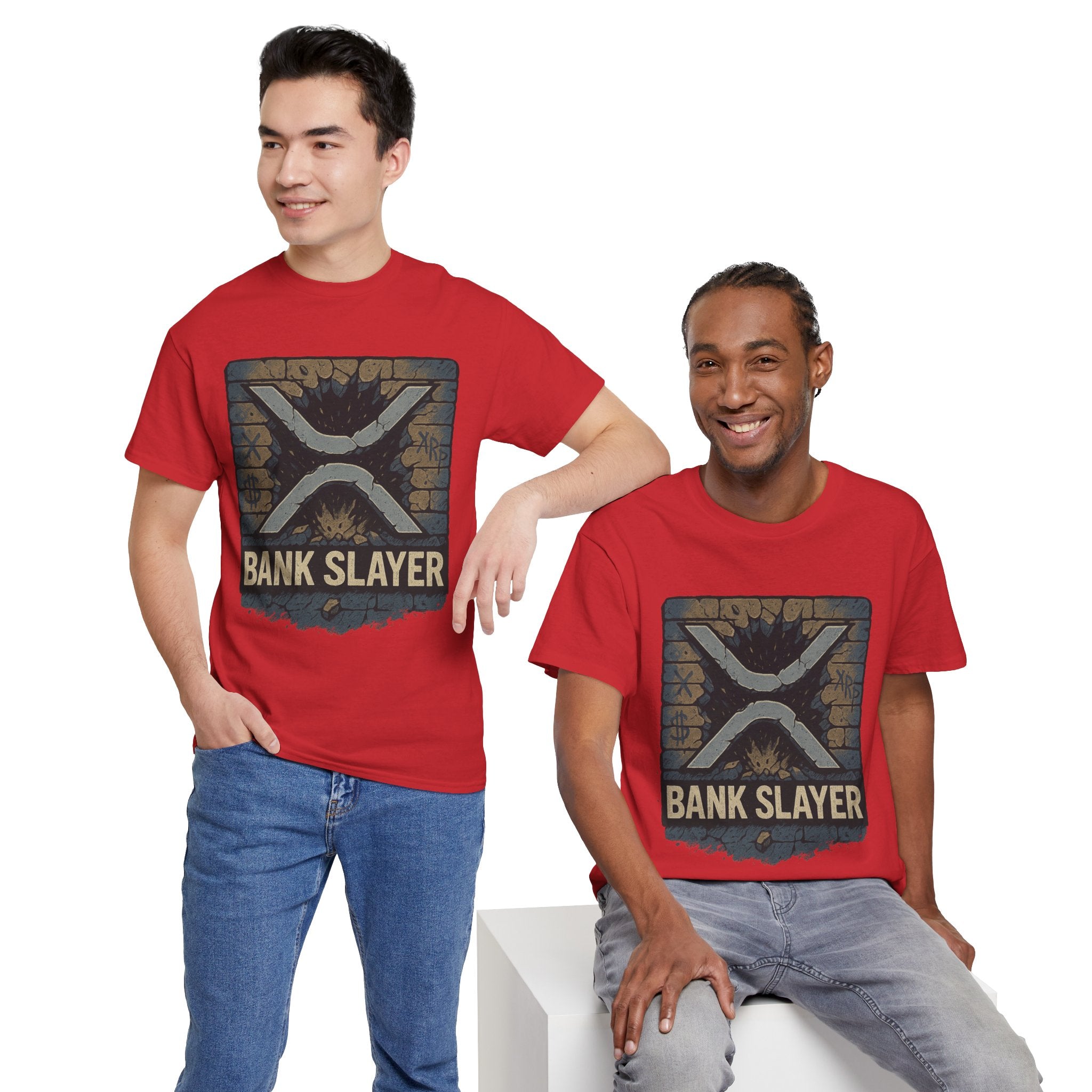Bank Slayer T‑Shirt — Retro Grunge Crypto XRP Design