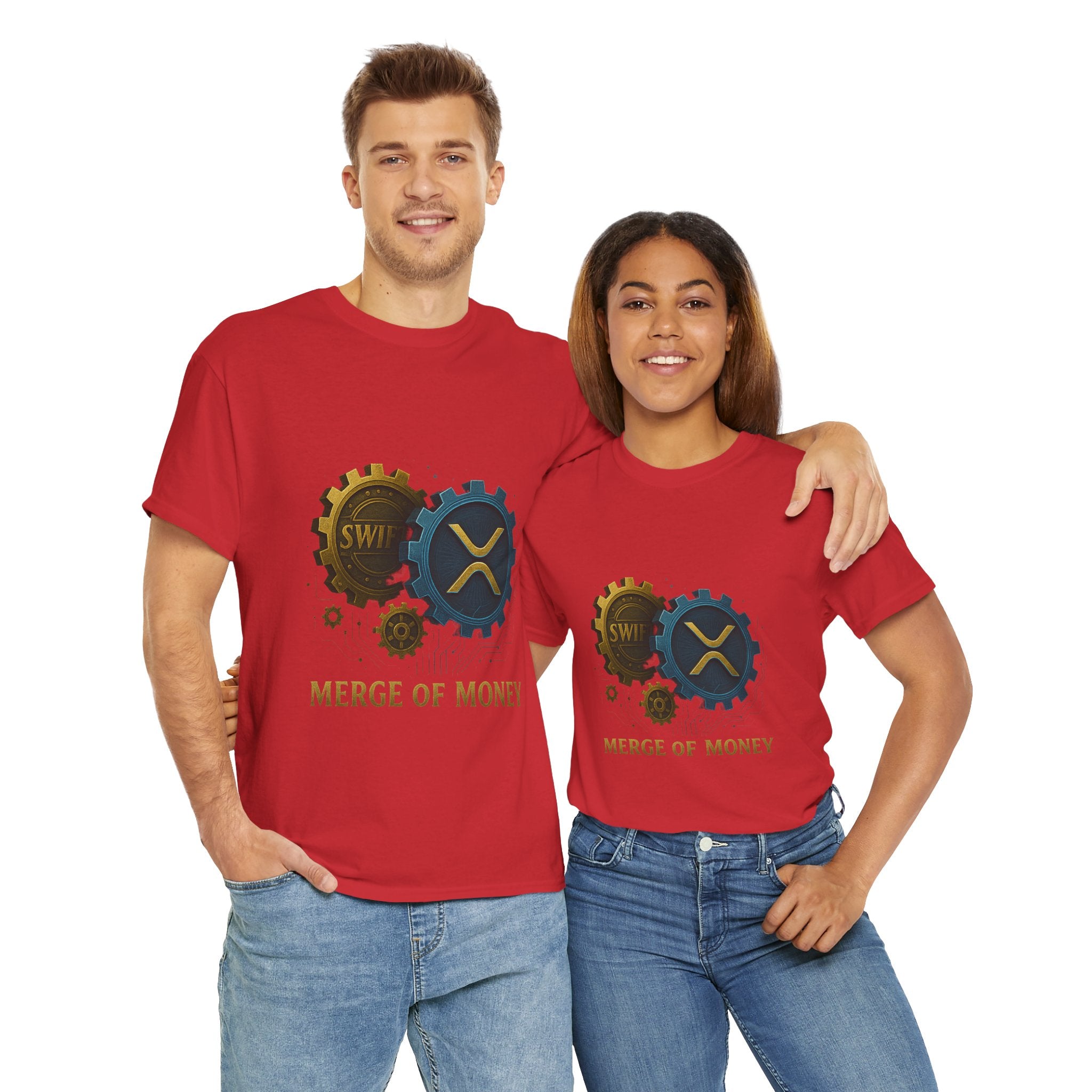 Merge of Money Tee - Cryptocurrency Gears XRP & SWI Crypto T-Shirt