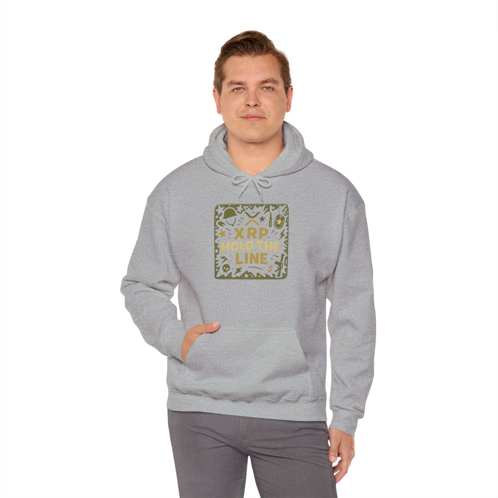 XRP Hold The Line Hoodie — Crypto Supporter Graphic Hooded Sweatshirt