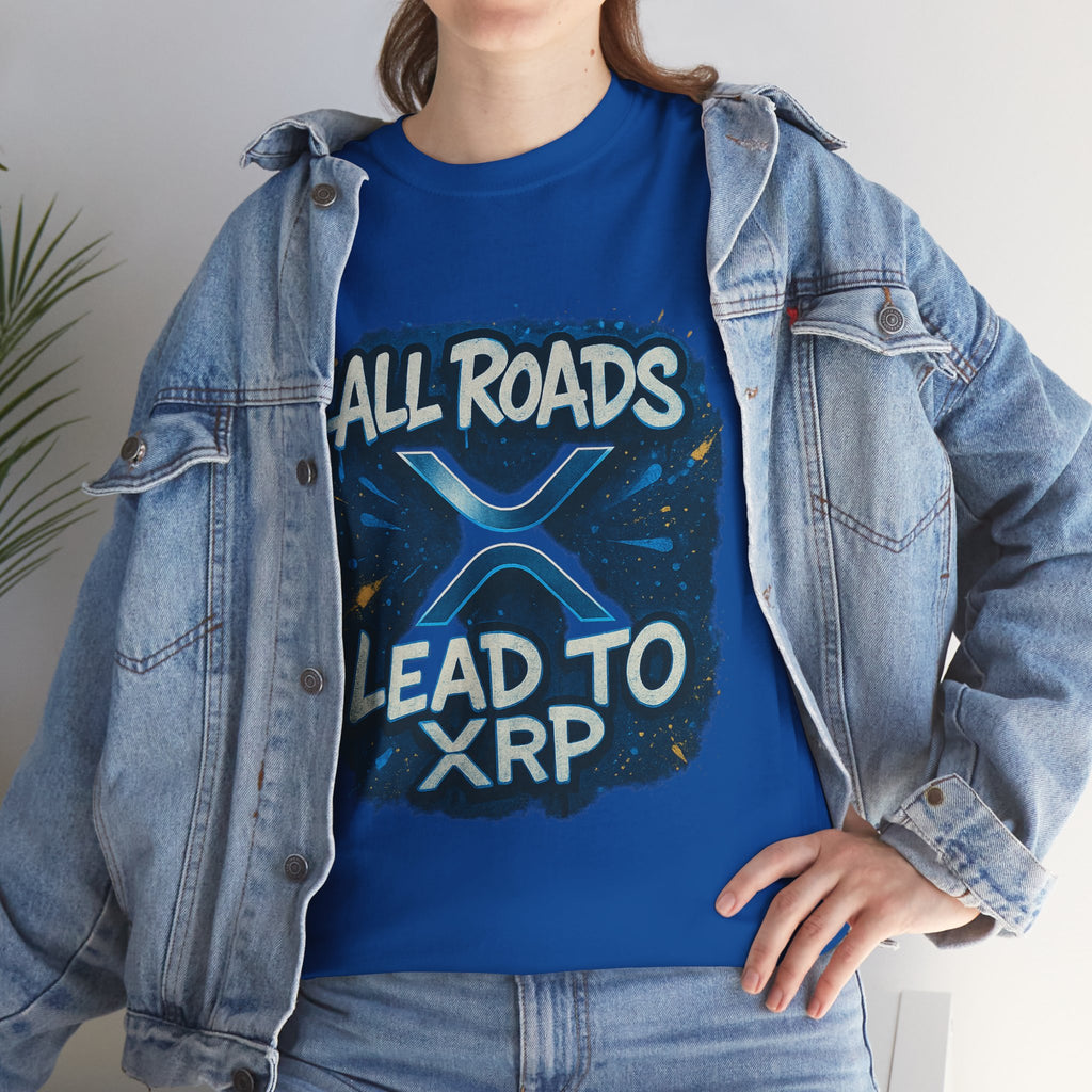 XRP Crypto T-Shirt — "All Roads Lead to XRP" Graphic Tee