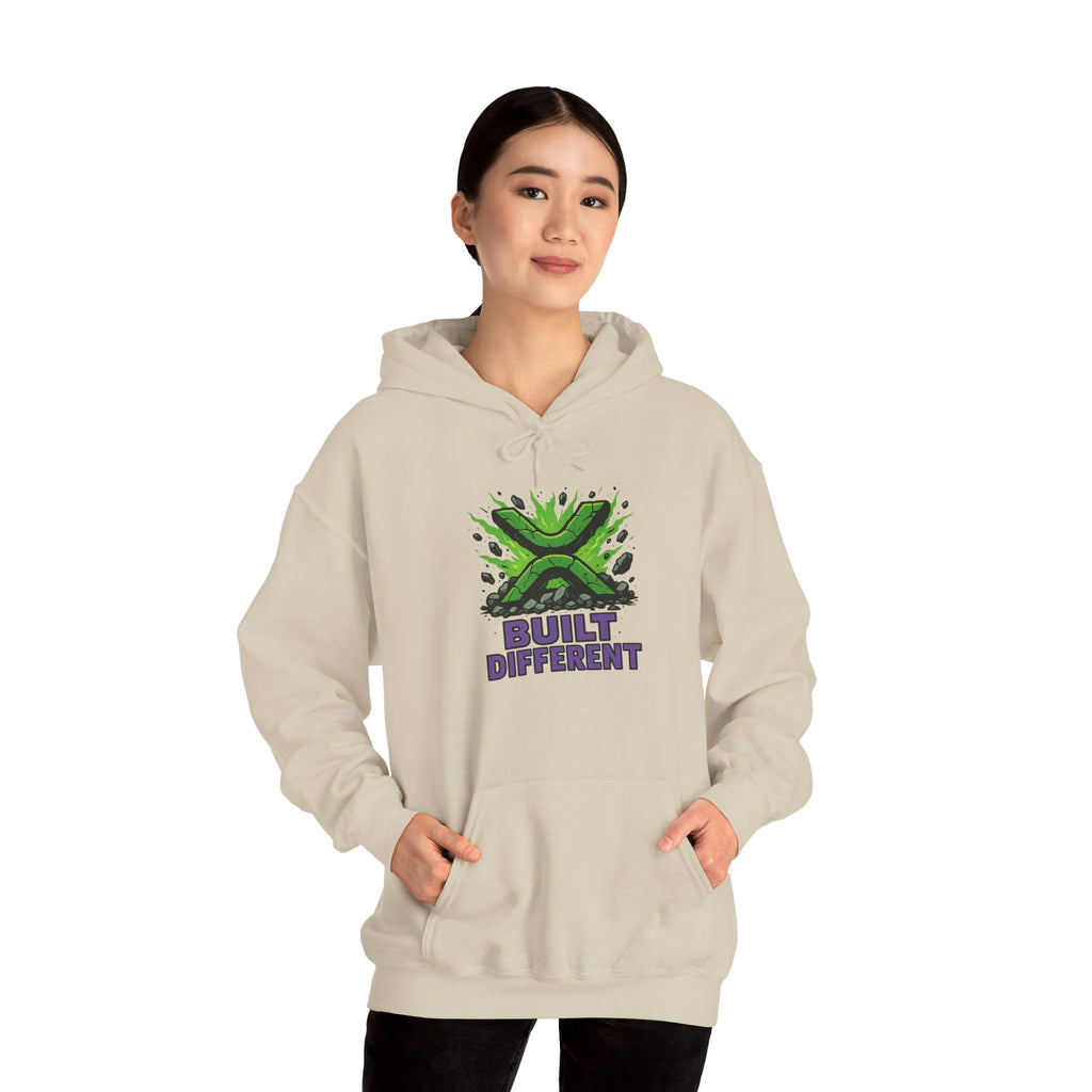 Built Different Hoodie — Graphic Green X Logo Pullover