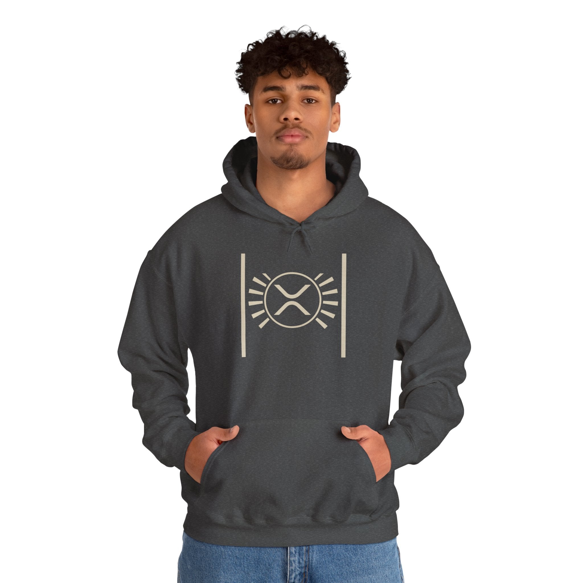 XRP Minimalist Logo Hoodie — Crypto Sun Symbol Sweatshirt