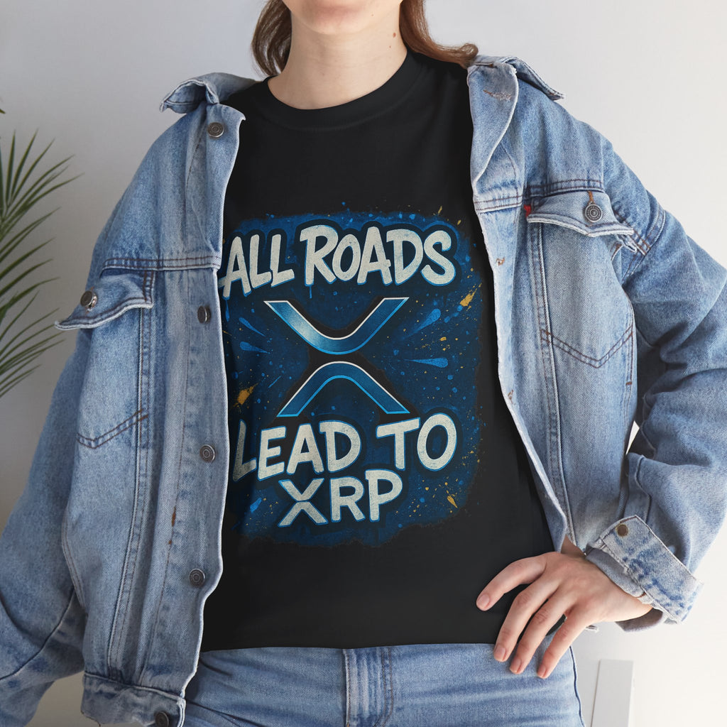 XRP Crypto T-Shirt — "All Roads Lead to XRP" Graphic Tee