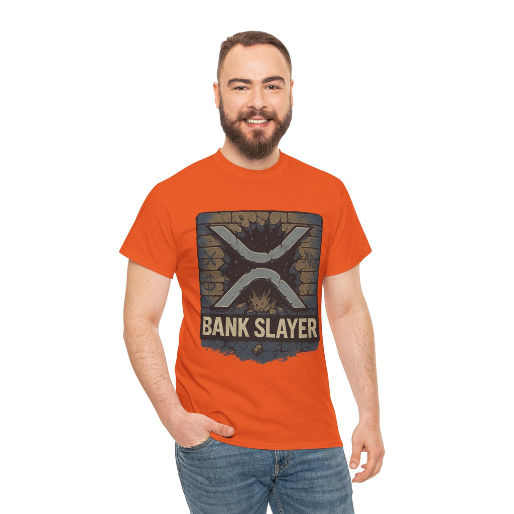 Bank Slayer T‑Shirt — Retro Grunge Crypto XRP Design