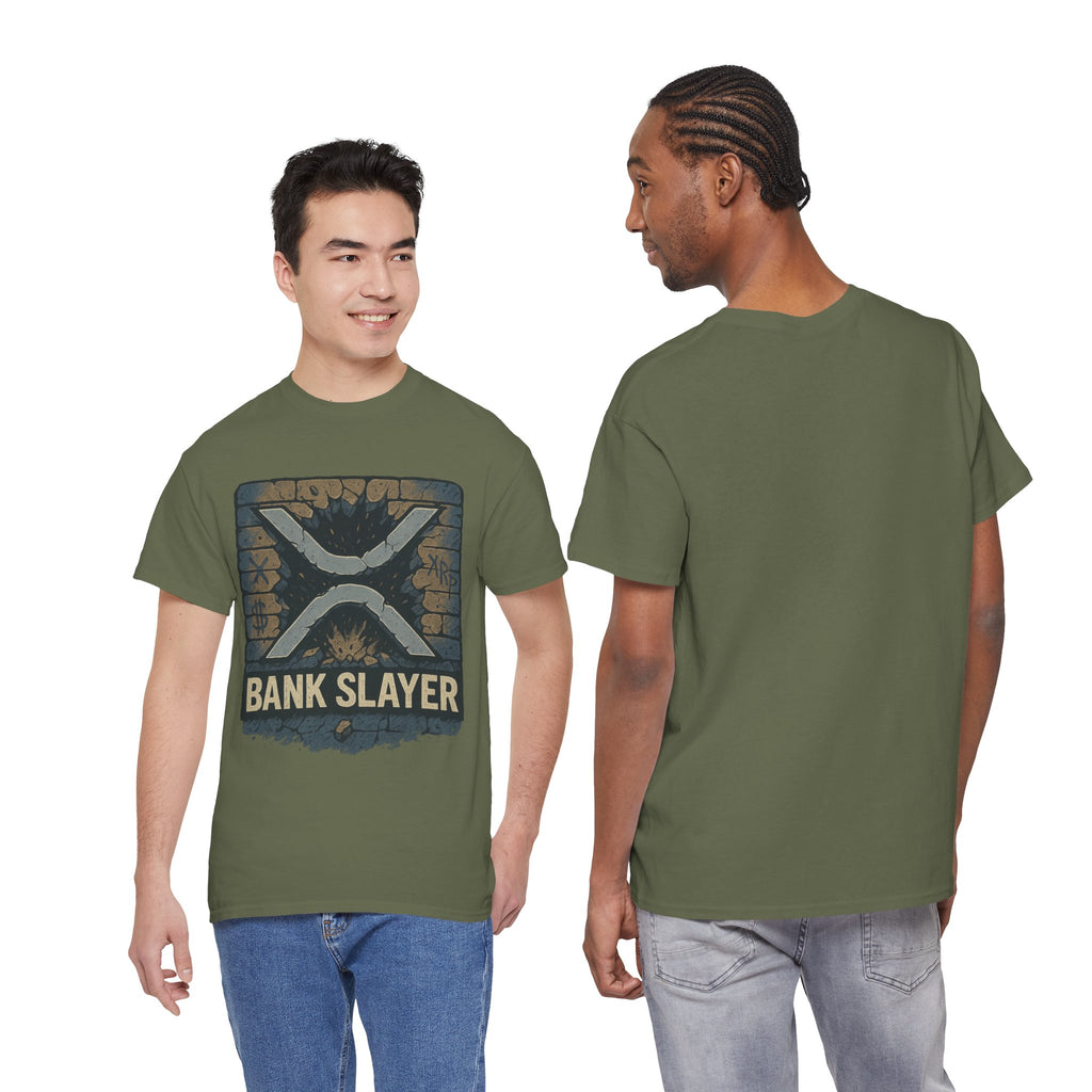Bank Slayer T‑Shirt — Retro Grunge Crypto XRP Design