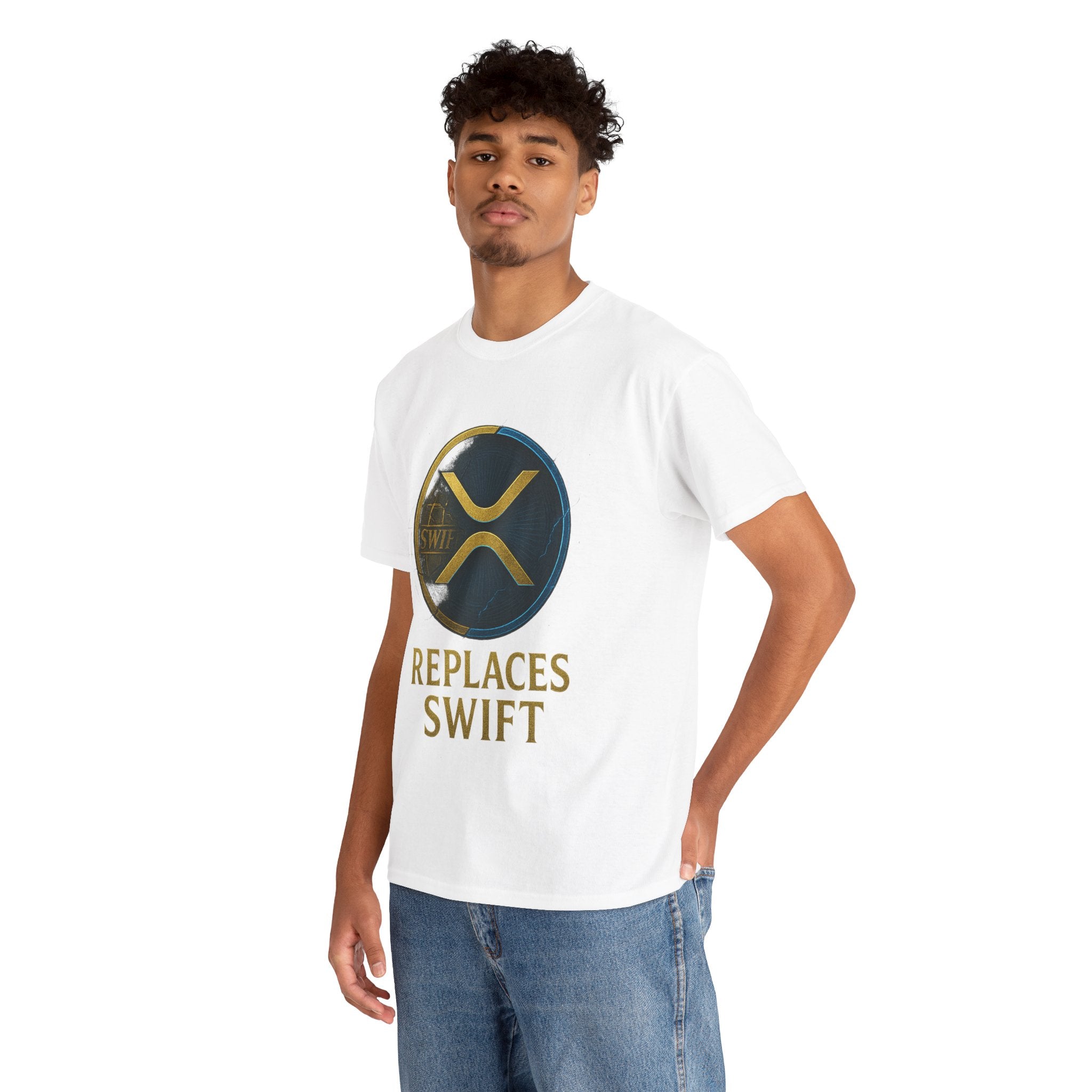 XRP 'Replaces Swift' Cotton Tee — Crypto Ripple Logo T-Shirt