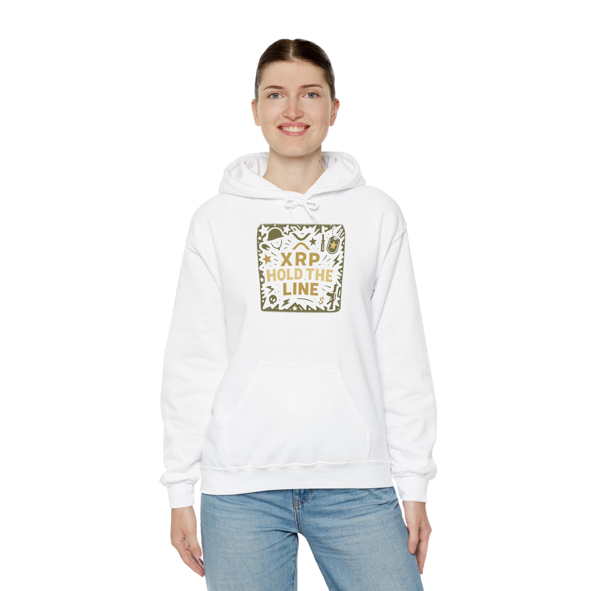 XRP Hold The Line Hoodie — Crypto Supporter Graphic Hooded Sweatshirt